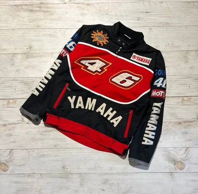 Vintage Yamaha Racing Moto Jacket Duhan 46 Big Logo Y2K Men Size L Black