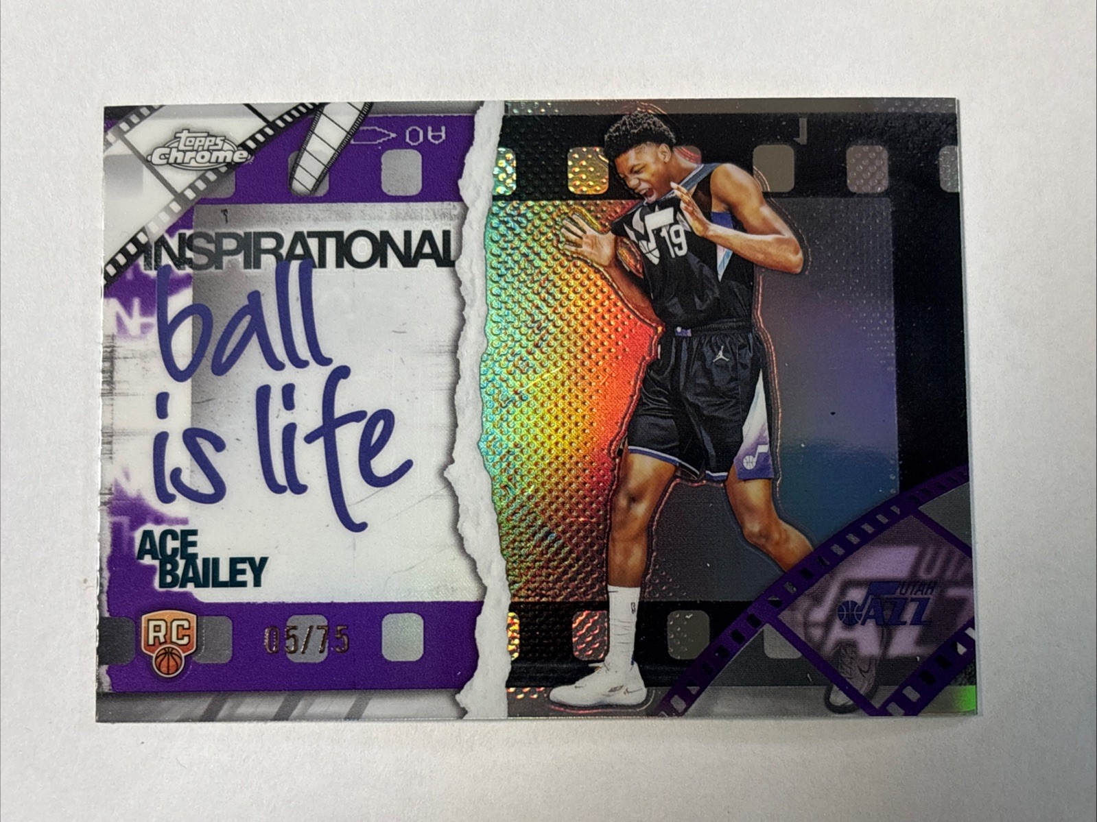 2025-26 Topps Chrome Ace Bailey Inspirational Rookie Purple Refractor #5/75 SSP