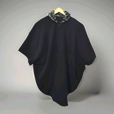 Unbranded Formal Shawl Black Fleece Cape Wrap Faux Animal Fur Trim One Size