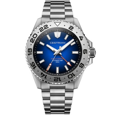 Cestrian Ocean Series Herrenuhr CO-BBS001 Blaues Fumé Zifferblatt Stahlarmband 200M
