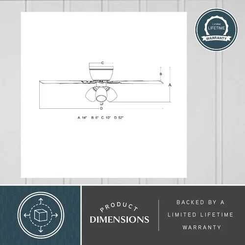 Vaxcel Lighting F0116 Brayton 52" 5 Blade 3 Light Indoor Ceiling - White - Picture 10 of 12