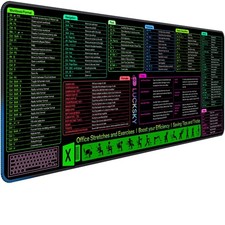 Large Excel Cheat Sheet Desk Pad, Cheat Table Gaming Mousepad, Over 150 Excel...