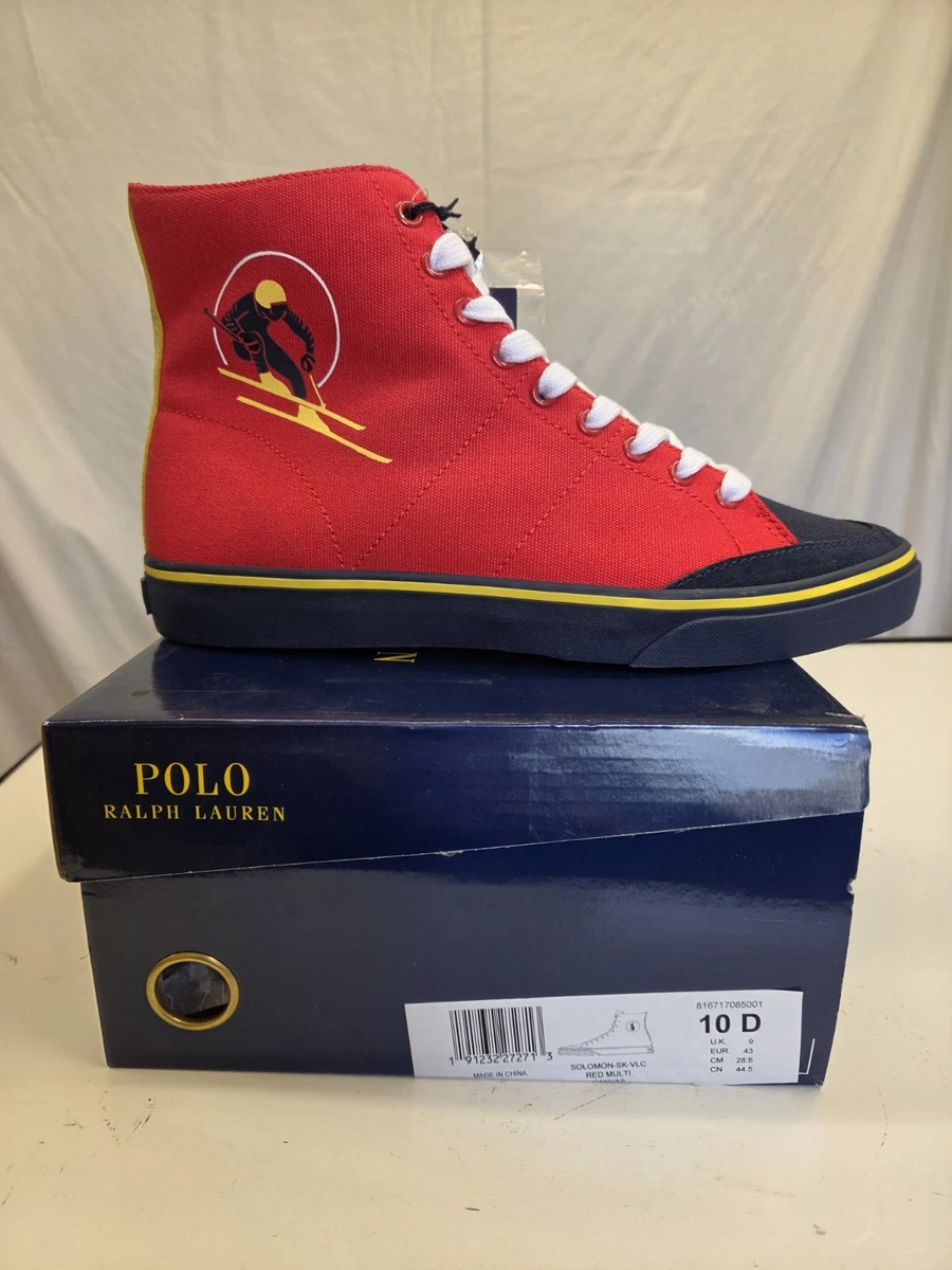 Polo by Ralph Lauren Navy & Red Canvas Slip-On Sneakers Size 11d Ralph Lauren Canvas Red Casual Shoes for Men for sale | eBay main image 3