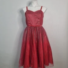 ModCloth Collectif Formal Short Gown Haute Holiday Red Sparkle Tulle Sz US 16