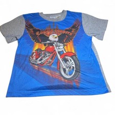 Boys Simply Basic Eagle Choppers PJ Shirt  Short Set 12/14 Y2K Motorcycle Retro