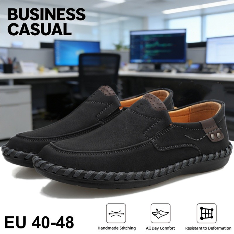 Business Causal Loafers Men's Handmade Leather Shoes Comfortable Leisure Slip-on