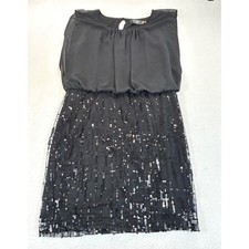 GUESS Cocktail Dress Women 8 Black Sequin Blouson Evening Party Glam