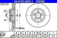 2 X Bremsscheibe ATE 24.0125-0202.1 FüR Ford