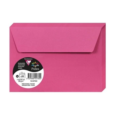 Enveloppes - Format C6 - 114x162mm - Pollen - Rose fuchsia - 20 unités - Clairef - Photo 1/3