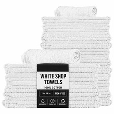Shop White Cleaning Rags Towels - 100 Pack Premium 13x14 Industries Garage, Home