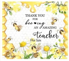 20oz Sublimation Tumbler Wrap Amazing Teacher Bees Ready To Press Heat Transfer