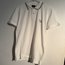 Paul Smith PS Polo Shirt Mens XS Short Sleeve Zebra Logo White Contrast NWT