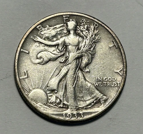 1933 S WALKING LIBERTY HALF DOLLAR VF-XF DETAIL