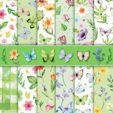 24 Sheets Double Sided Spring Scrapbook Paper 12X12 Flower Pattern Paper Butterf