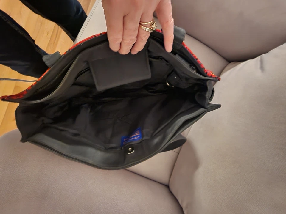 PENDLETON Bolso de Hombro Cartera Lana Cuero Borde Suroeste Estampado Azteca D6 Foto 4 de 4