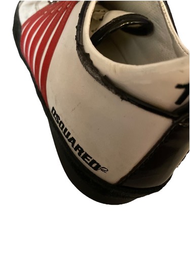 Dsquared2 'Fastlane' White/Black Red Stripes Low-Top Leather Sneakers Size EU 48 - Picture 11 of 11