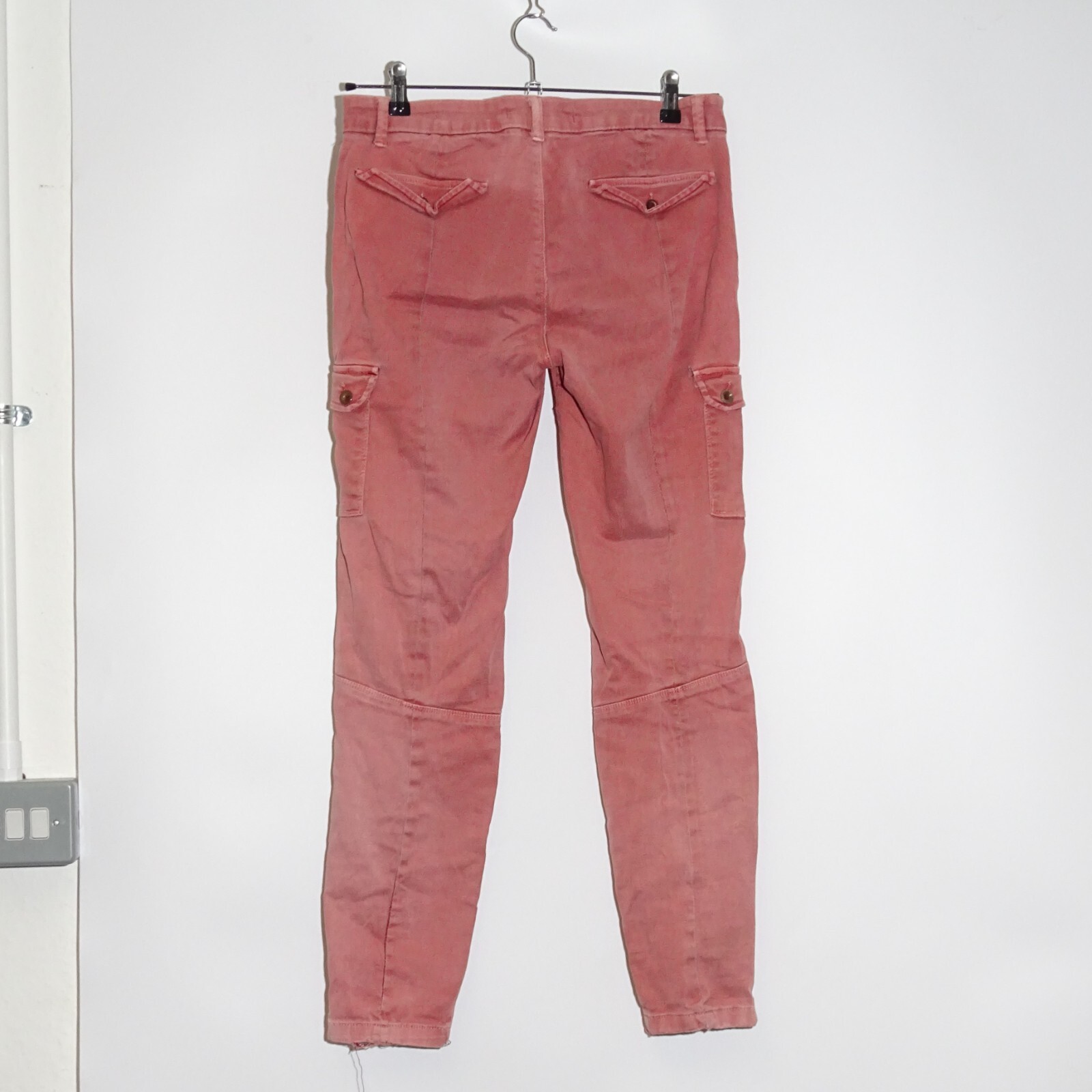 Zara The Original TRF Collection Denim Pink Acid Wash Cargo Jeans Size