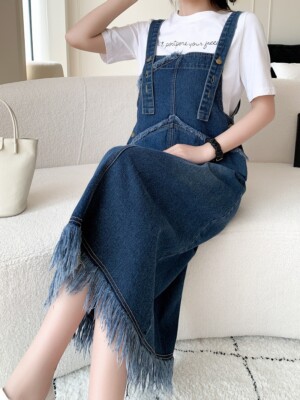 white christmas dresses Western Style Women's Denim with Fringe Button Up Mini Dress Tan / S main image 0