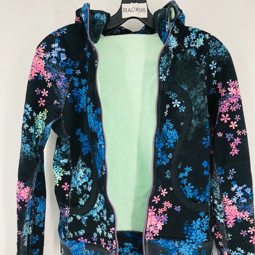 Lululemon Women's Black Floral Scuba Long Sleeve Full Zip