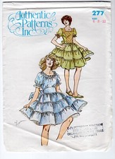 Sewing Pattern Square Dance Dress 6-8-10 Authentic Patterns 277 1970's VTG CUT