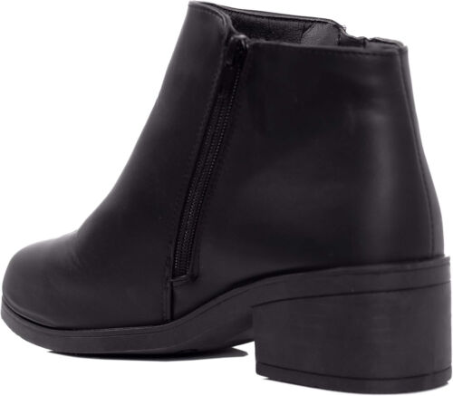 Ladies WIDE Fit New Black Low Heels New Boots Womens Zip Casual Shoes UK Size 8 - Picture 6 of 14