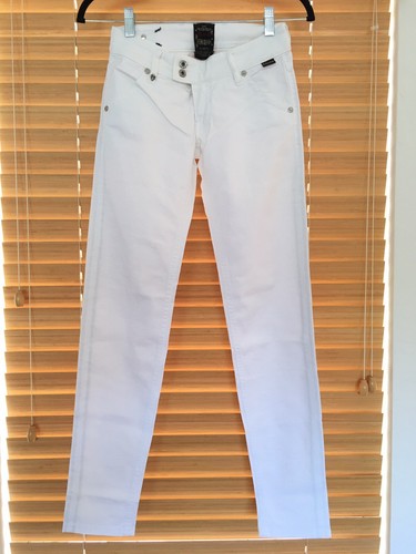 $ 230 RAER Damen-Skinny-Jeans neu mit Etikett Gr. 24 XXS 00 weiß Baumwolle Totenkopf Nieten niedriger Bund - Bild 4 von 12