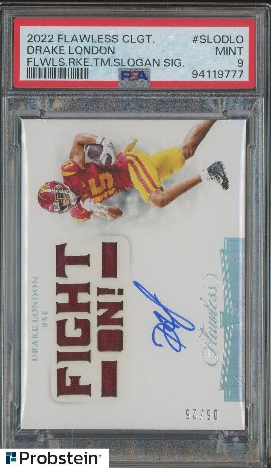 Drake London Panini Flawless Collegiate Flawless Rookie Team Slogan Signatures #SLODLO Base