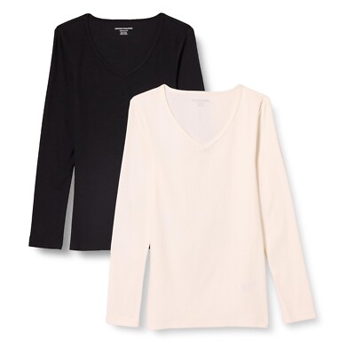 Amazon Essentials Women's Fitted Long Sleeve Shirts (2), Slim-Fit, 4X
