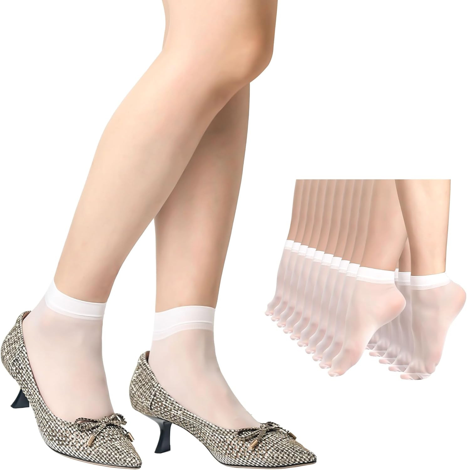 10 Pairs Sheer Socks Low Cut Nylon Socks for Women Thin Ankle Stocking Transpare