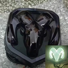 For 09-18 RAM 1500 2500 3500 White LED Front Grille Emblem Black Shell Badge