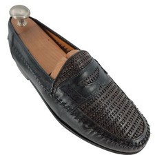 Vintage Rodolfo Valentino Men's Size 9.5M Penny Loafer Woven Black Brown Shoes