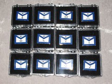 Set of 12 Masonic Officers Apron Tac Pins Cas...