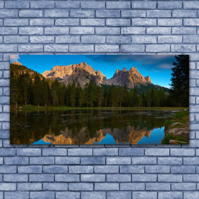 Acrylglasbilder Wandbilder Druck 140x70 Wald See Landschaft