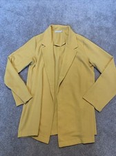 Womens Lush Yellow Open Blazer Jacket Lightweight Large USA Long Sleeve
