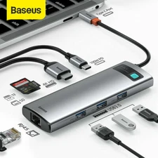 Baseus USB HUB Type-C to HDMI USB 3.0 RJ45 Adapter PD Charger Dock for MacBook