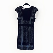 Black & Grey Maggie London ponte Cap Sleeve midi sheath dress Size Small