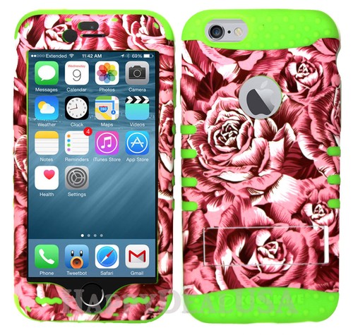 For Apple iPhone 6/6S KoolKase Hybrid Silicone Cover Case - Flower Rose 54 - Picture 10 of 11