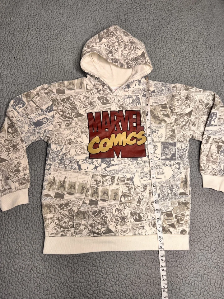 Sudadera con capucha de manga larga Marvel con estampado de cómics para niños talla grande blanco roto Foto 3 de 4