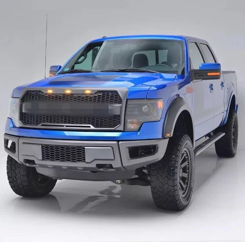 Parrilla de malla de parachoques delantera negra con luz LED para F150 2009-2014 - Imagen 7 de 12