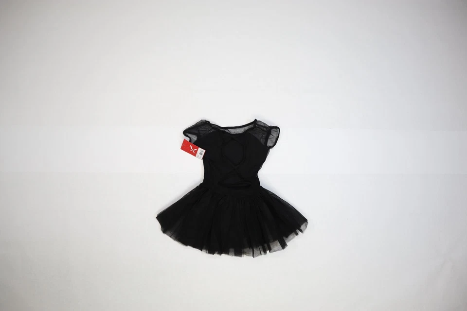 Capezio Keyhole Back Tutu Dress Short Sleeve Mesh Watch Black Youth Girls I - Image 3 of 4