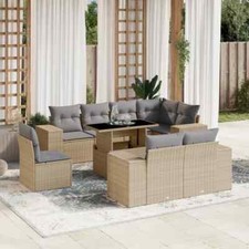 Gartenmöbel Sofa Garnitur Sitzgruppe Lounge 9-tlg. Schwarz Poly Rattan vidaXL