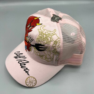 Vintage Cliff Raven Hat Pink Ed Hardy Japanese tattoo Snap back