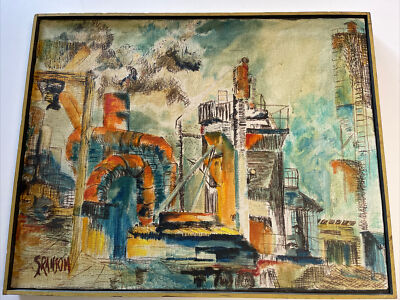 Industrial Factory Painting Machinery Urban Modernism Expressionism Abstract 69
