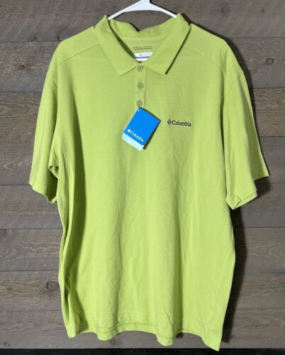 Columbia Polo Shirt Mens XL/TG Omni Wick  Short Sleeve Green Golf Pullover  - Picture 1 of 5