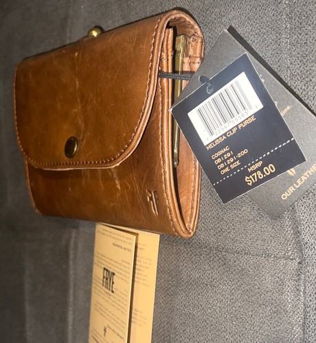 FRYE Melissa Clip Purse Clutch Cognac One Size MSRP$178.00 NWTS ๐ - Picture 13 of 17