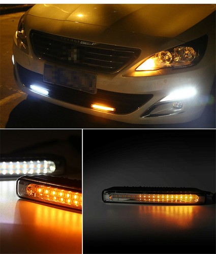 Señal de giro diurna LED para automóvil tricolor para correr luz niebla conducción blanca + ámbar + azul - Imagen 9 de 12