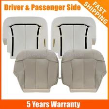 Driver & Passenger Bottom Seat Cover Tan &Foam Cushion For 1999 2000 Chevy Tahoe