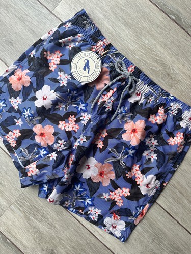 TED BAKER BLUE FLORAL "INSPECT" SWIMSHORTS SWIM SHORTS - LARGE (4) - NEW & TAGS