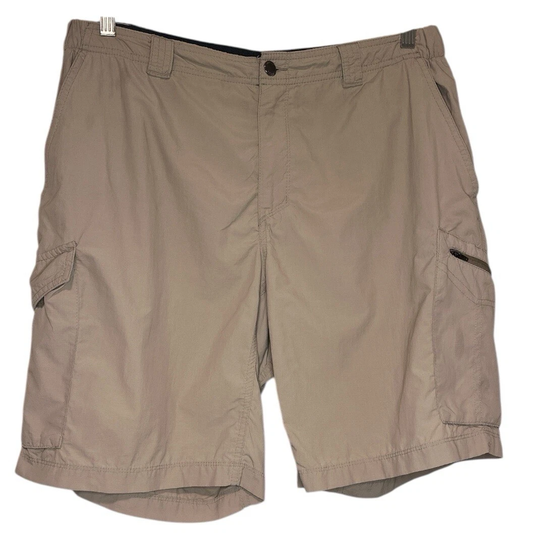 Columbia PFG Cargo Hiking Shorts – Quick-Dry Nylon, Omni-Shade Khaki, Size 34