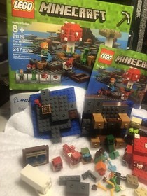 LEGO Minecraft The Mushroom Island 21129 100% Complete w/ Figs & Instructions 